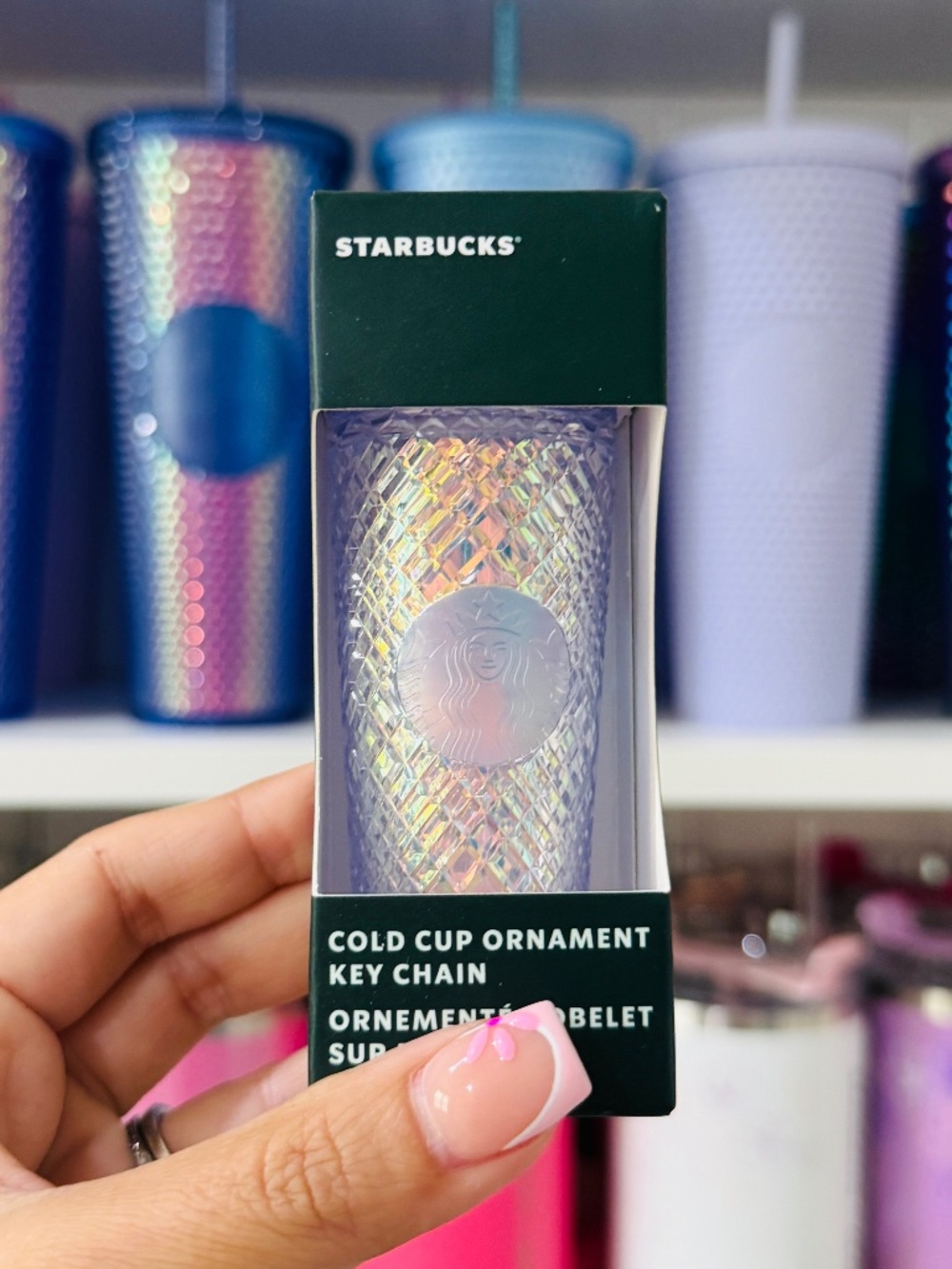 Iridescent Jeweled Starbucks Keychain